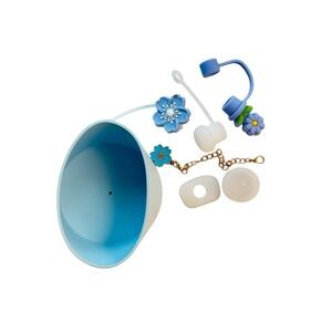 Cute Flower Straw Toppers Accessories for Stanley Tumbler 40 oz Blue